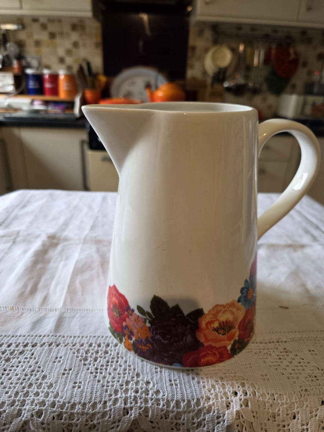 Fabulous Vintage Rosies Pantry [boots] Jug. Large Size Painted Floral ...