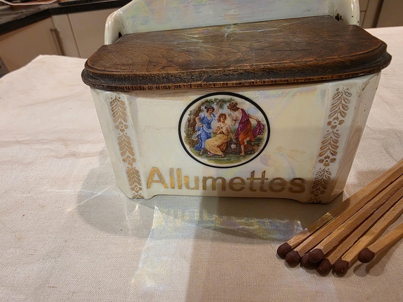 Matchstick Storage Beautiful Vintage Ceramic French Ceramic Allumentes Box Matchstick ...