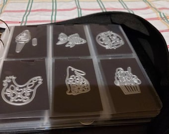 Mixed embossing  chasing dies stamps in storage wallet mix of animal festival seasons letters numbers unused add to your set