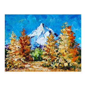 Landscape mountain oil painting original wall art, Autumn impasto artwork 8*6 inch by ChertanaART