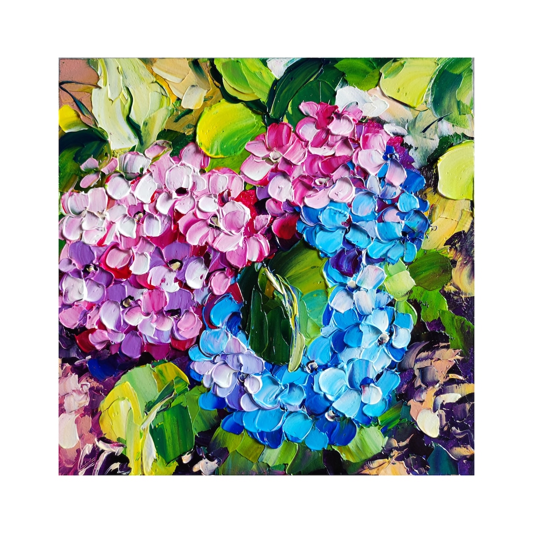 Hydrangea Oil Painting Original Artcolorful Garden Flowers - Etsy