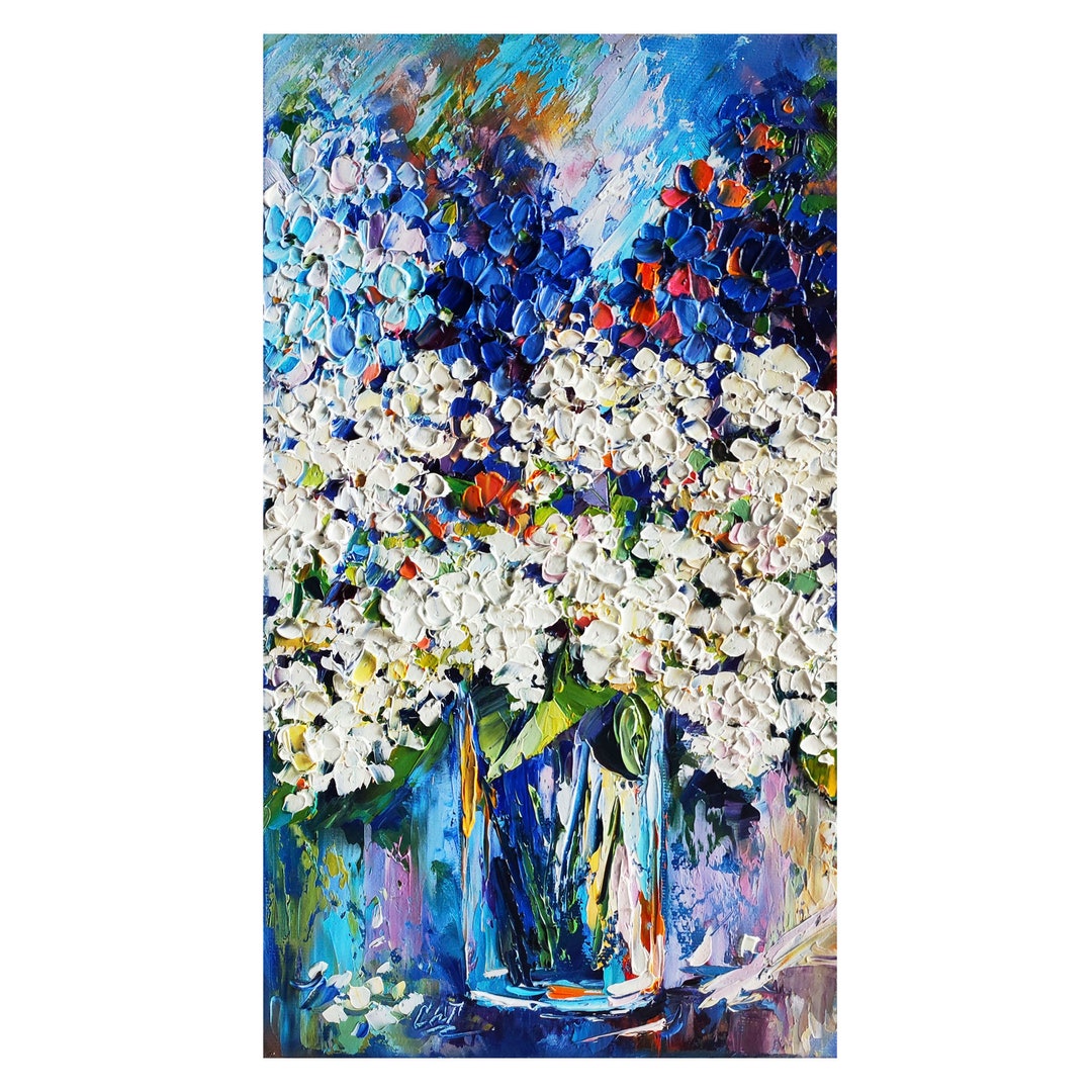 Hydrangea Oil Painting Floral Original Canvas Wall Art - Etsy