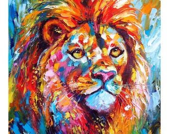 オリジナルライオン肖像画 - アクリル動物アート（16x16インチ