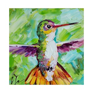 ハチドリの絵画 オリジナルアート ハチドリの壁アート カラフル ハチドリの絵画 オリジナルアート ハチドリの壁アート カラフル