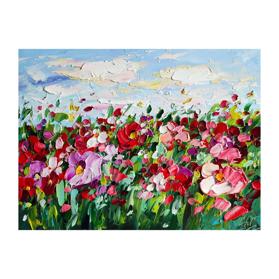California Poppy Oil Painting,floral Landscape Original Art Impasto ...