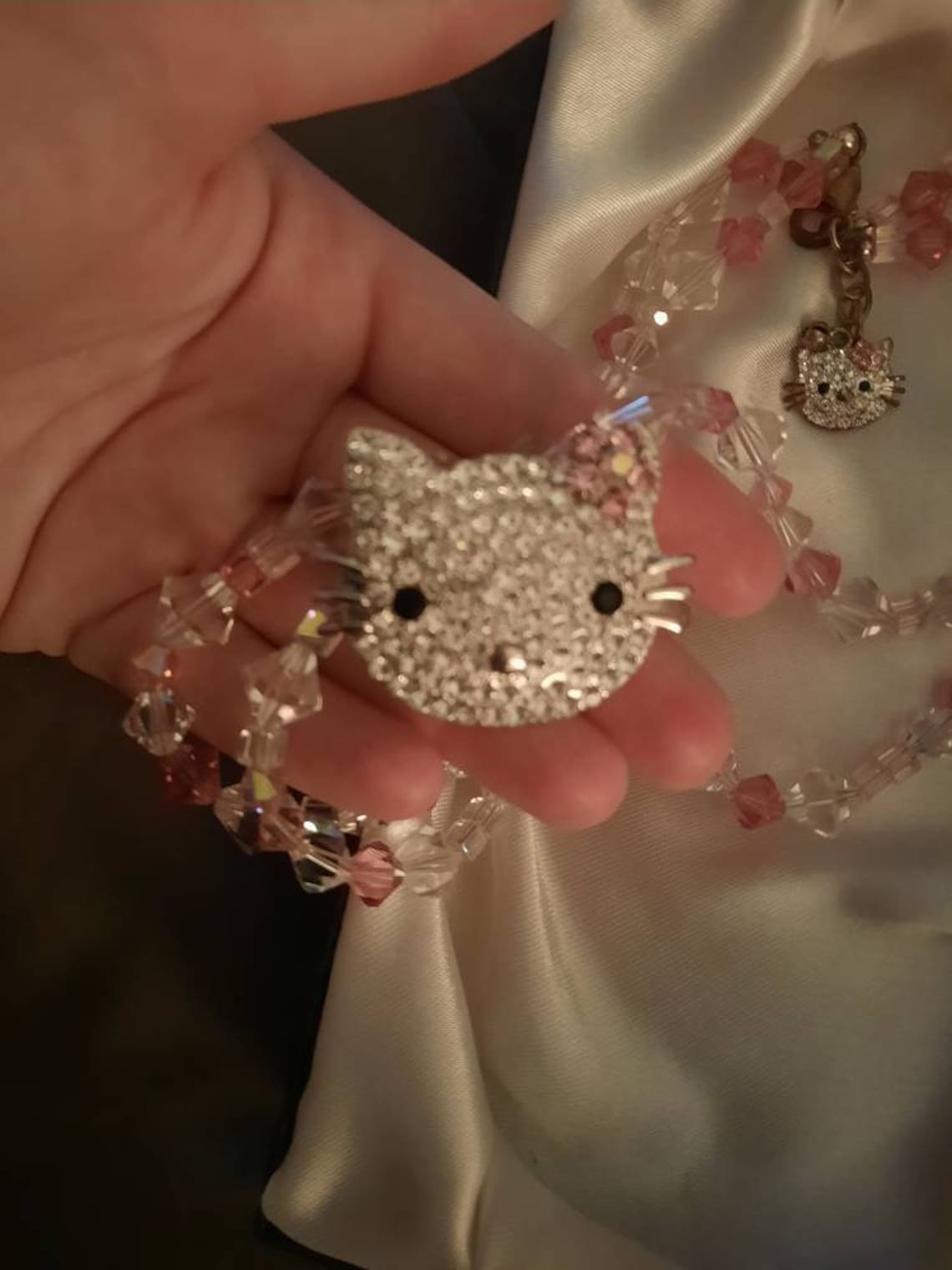 Swarovski crystal hello kitty necklace Etsy