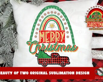 Retro Christmas Truck PNG: Buffalo Plaid Sublimation Design (Digital Download)