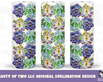 3D Succulent Tumbler Sublimation Design (PNG Digital Download)
