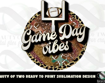 Retro fotbollsmatchdagsvibbar glitter PNG - sublimeringsdesign (digital nedladdning)