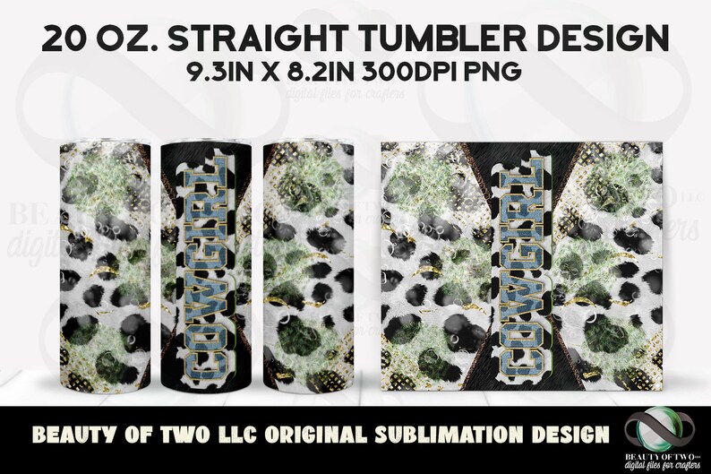 20 oz Skinny Tumbler Sublimation Cowgirl Jean Cow Print Grass Retro png ...