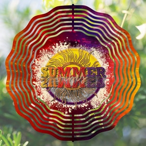 Wind Spinner Summer Vibes Sublimation Windspinner Vintage Summer Sun Moon Sublimation Design png Ready to Print Windspinner Design Download