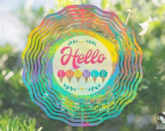 Hello Summer Wind Spinner Sublimation Design (PNG Digital Download)