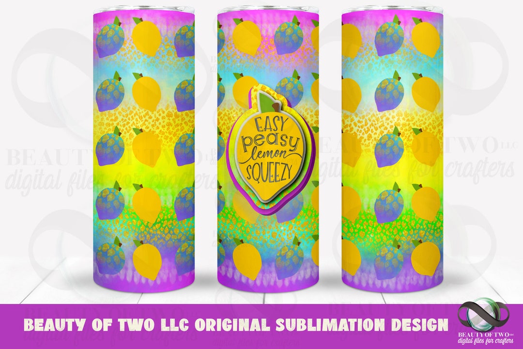 Summer 20 Oz Skinny Tumbler Easy Peasy Lemon Squeezy Design Png Summer