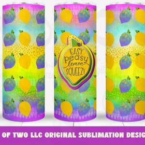 Lemon Tumbler Sublimation Design: Easy Peasy Squeezy (Digital Download)