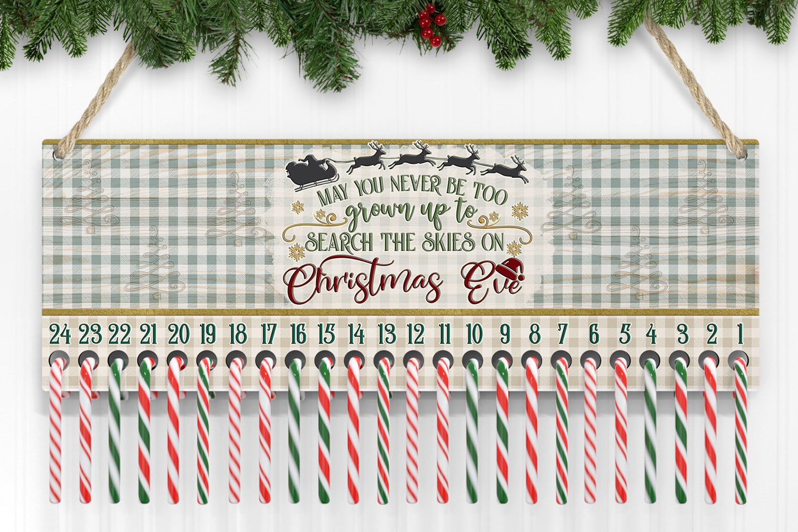 Candy Cane Countdown Board PNG Christmas Farmhouse Etsy