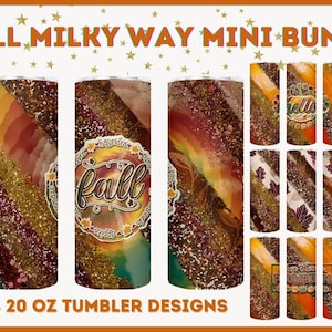 Fall 20 oz Skinny Tumbler Sublimation Mini Bundle Design Template PNG Fall Milky Way Tumbler wrap Designs Instant Digital Download 4 PNGS