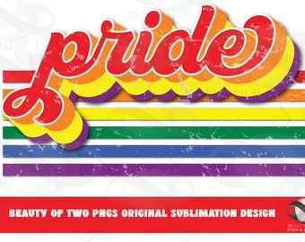 Pride Retro LGBTQ+ png Sublimation, Pride Rainbow png Vintage Sublimation Design png, Instant Download, Clipart, Sublimation Download