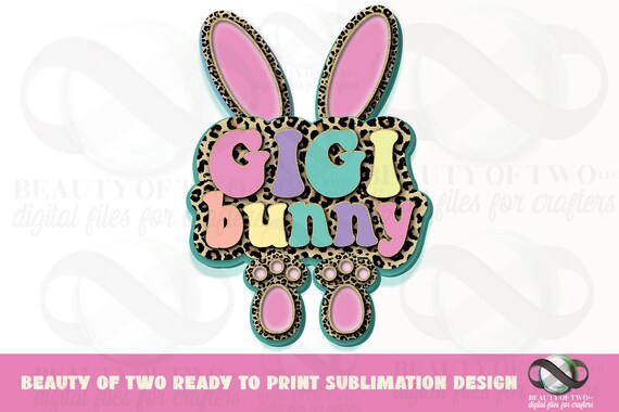 Gigi Bunny Easter Grandma Bunny Retro Logo Sublimation Vintage | Etsy