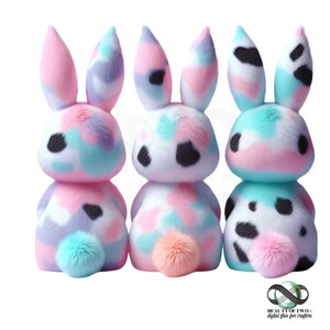 Lindos conejitos de Pascua, diseño de sublimación de camiseta con estampado de vaca pastel, descarga digital PNG SOLO DIGITAL instantánea, diseño de camiseta png