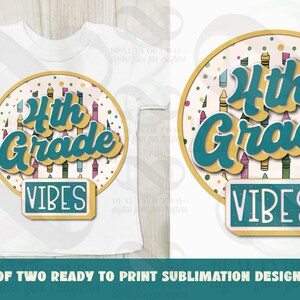 Fourth Grade Vibes Retro Sublimation Logo png Back to School 4th Grade png Retro Vintage School PNG Ready to Print Sublimation Design PNG