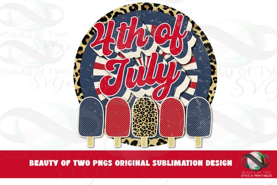 4th of July Popsicles PNG: Retro American Flag Sublimation (Digital Download)