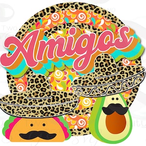 Amigo's grappige taco png Retro Vintage logo sublimatie Cinco de Mayo Taco sublimatie ontwerp png VintageInstant download sublimatie downloaden
