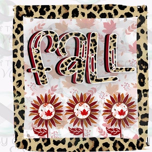 Sublimación de hojas de otoño con diseño de guepardo, diseño de sublimación de girasol png, camiseta de Hola otoño png, descarga instantánea, clipart, descarga de sublimación