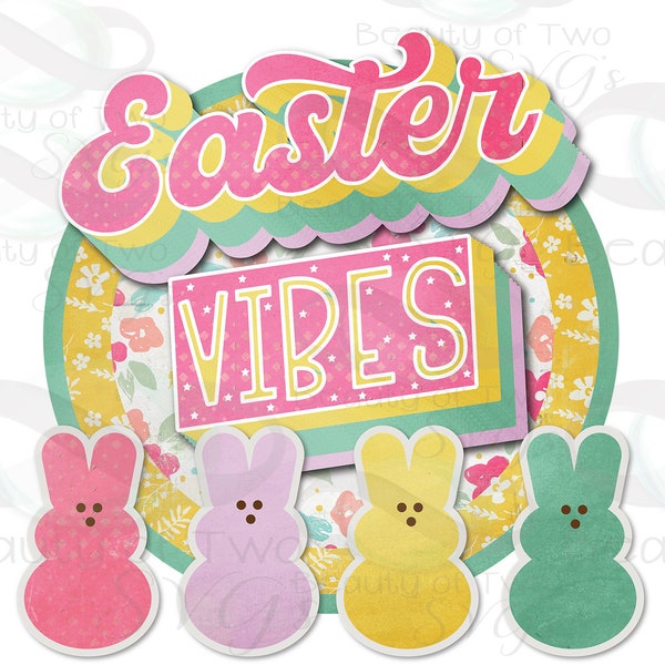 Easter Vibes Peeps Retro Logo Sublimation, Vintage Easter Sublimation Design png Distressed Instant Download Clipart Sublimation Download
