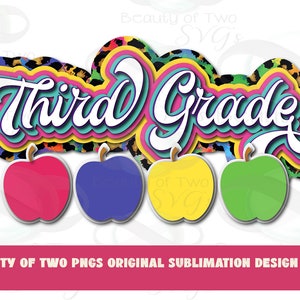 Third Grade Retro Neon Tie Dye Leopard Sublimation png, Back to School Third Grade png, Retro Vintage 3rd Grade png, Sublimation Design png