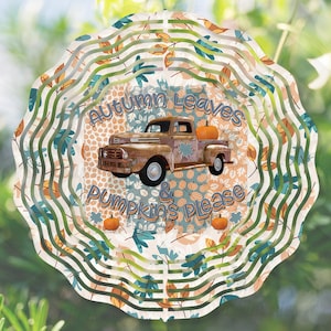 Wind Spinner Autumn Leaves and Pumpkins Please Sublimation Windspinner Vintage Fall Autumn PNG Sublimation png Ready to Print PNG Download