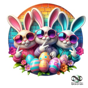Lindos conejitos de Pascua, signo de la paz, conejitos de Pascua, clipart, diseño de sublimación de camisetas, descarga digital PNG SOLO DIGITAL, diseño de camisetas png