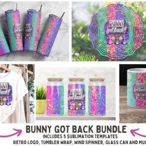 Ostern PNG Bundle, Bunny Got Back 3D Retro Logo Sublimationspaket, 5 Vintage Ostern Sublimationsdesigns png Bereit zum Drucken von Downloads png