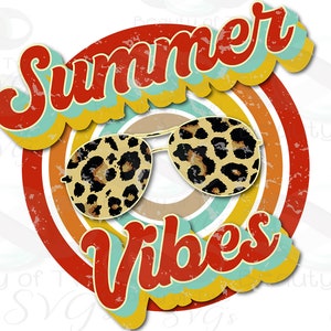 Summer Vibes Retro Vintage Logo Sublimation, Summer Cheetah Sublimation Design png Distressed Instant Download Clipart Sublimation Download