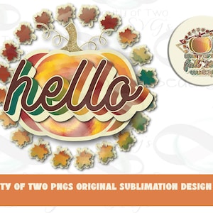 Hello Pumpkin Tie Dye Rainbow Retro Vintage Logo Sublimation Vintage Fall Tie Dye Pumpkin png Fall Leaves png Instant Download PNG