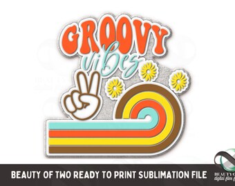 Retro Groovy Vibes PNG: Peace Sign Sublimation (Digital Download)