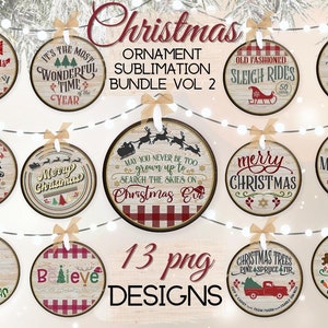 Boerderij kerstornament PNG-bundel, deel 2 kerst boerderij png 13 sublimatieontwerpen voor ornamenten Instant Download Ready Print png