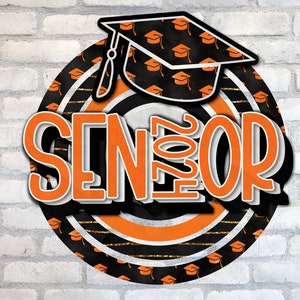 2024 Senior Grad Retro Black and Orange Vintage Logo Sublimation 2024 Senior Graduate png Design Graduate Instant Download Sublimation png