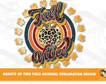 Retro Fall Vibes Sublimation Design: Distressed Pumpkin PNG (Digital Download)