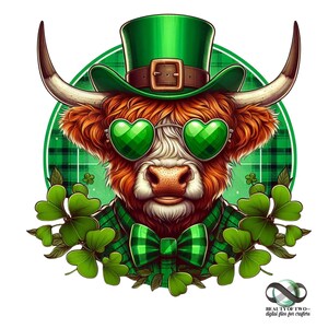 St Patrick's Day Highland Kuh Clipart Shirt Sublimation Design Digitaler Download PNG Instant DIGITAL, Tshirt Png Design,