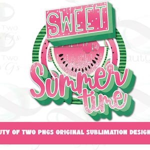 Design par sublimation de logo rétro pastèque douce d'été (téléchargement numérique PNG)