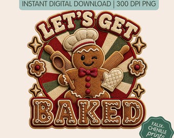 Funny Gingerbread Christmas PNG: Retro 3D Design (Digital Download)