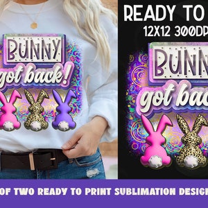Lapin drôle de Pâques est revenu 3D rétro logo sublimation guépard vintage sublimation conception png prêt à imprimer sublimation téléchargement png