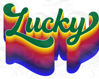 Retro Lucky Rainbow St Patricks Day Sublimation Design (Digital Download)