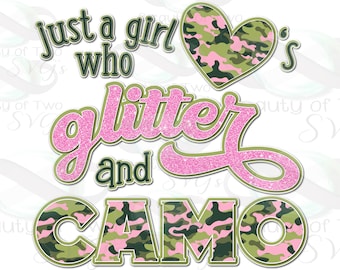 Glitter Camo Girl PNG: Sublimation Clipart (Digital Download)