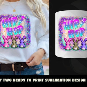 Ostern Sublimation Graffiti 3D Neon Hip Hop Osterhasen Sublimation png, Graffiti Ostern Sublimation Bereit zum 300 Dpi Sublimation zu drucken