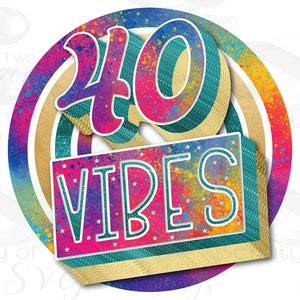 40 Vibes Retro 40º Aniversário png Sublimação, 40º Aniversário Vintage Sublimação Design png, Download Instantâneo, Clipart, Download de Sublimação