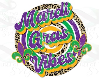 Retro Mardi Gras Vibes PNG: Louisiana Sublimation Design (Digital Download)