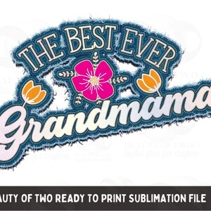 Grandmama PNG, Mothers Day Sublimation PNG, Grandma Retro png Faux Embroidery Vintage Jean Design Sublimation, Instant Download png