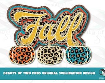 Retro Leopard Fall Pumpkins Sublimation Design (Digital Download)