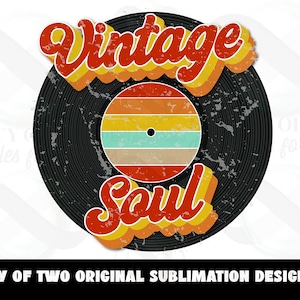 Vintage Soul Retro Vintage Logo Sublimatie Record vinyl vintage sublimatieontwerp png Distressed Instant Download Sublimatie downloaden